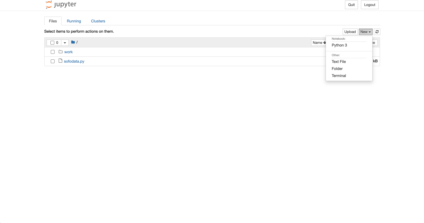 Jupyter Create Python 3 Notebook Screenshot